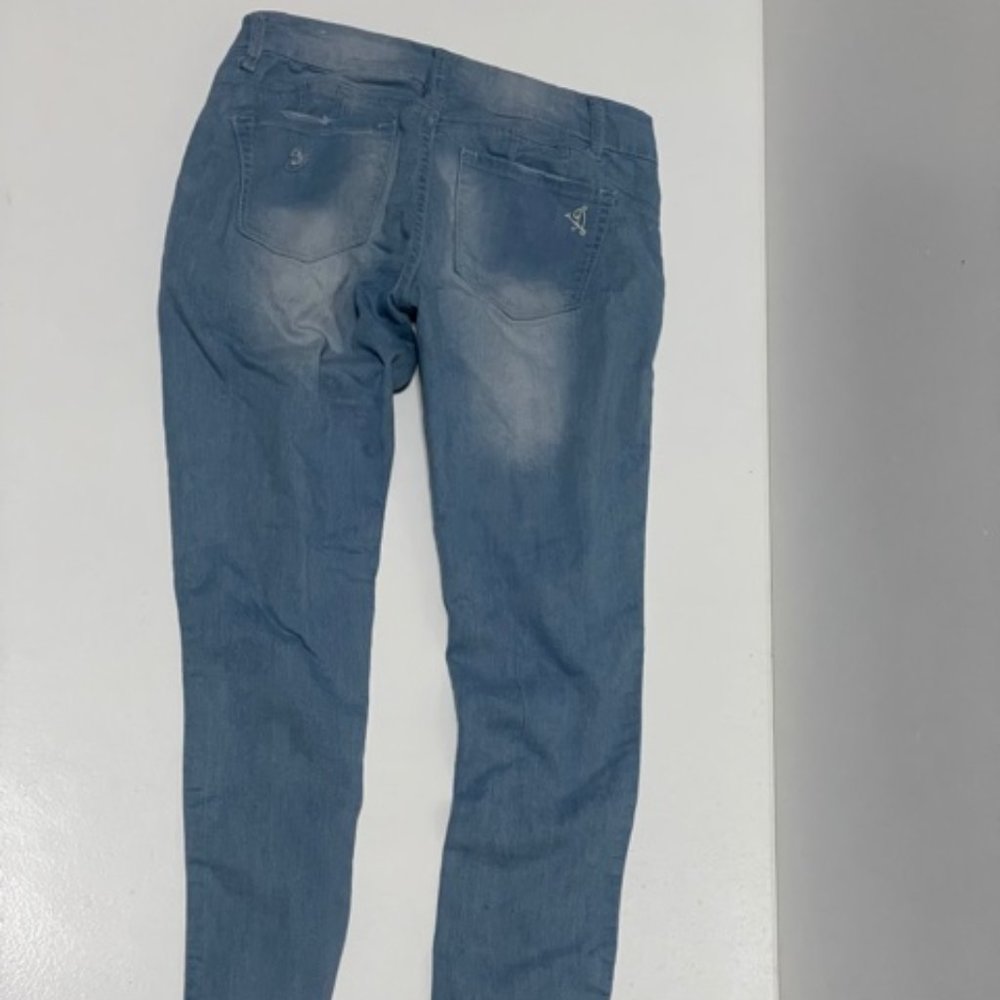 V.I.P. Distressed Skinny Ripped Low Rise Jeans 0 - Picture 4 of 6
